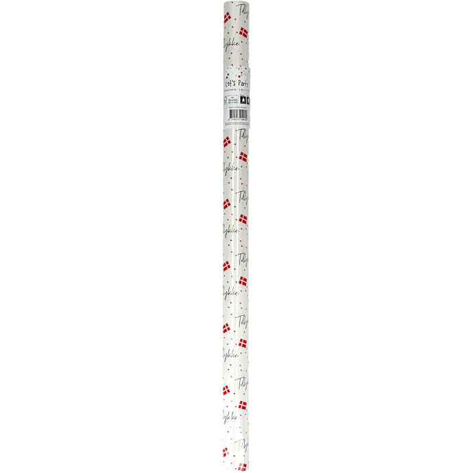 Gavepapir - hvid m. flag