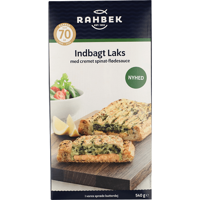 Indbagt laks m. spinat-flødesauce