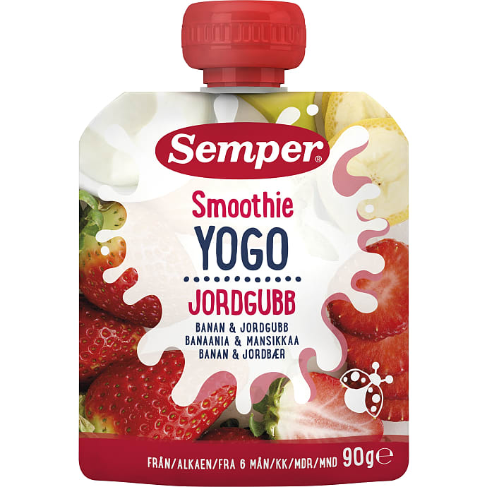 Frugtmos m. yoghurt, banan og jordbær fra 6 mdr.