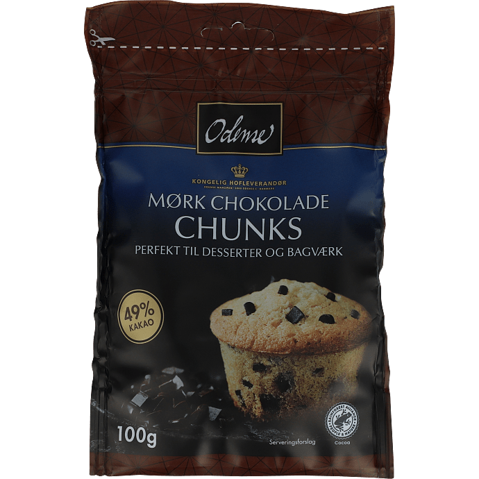 Mørke chokoladestykker 49% kakao