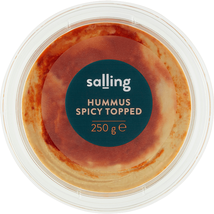 Hummus m. krydret peberfrugt-tomatsauce