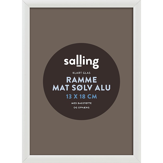 Mat sølvfarvet ramme m. glas - 13x18 cm