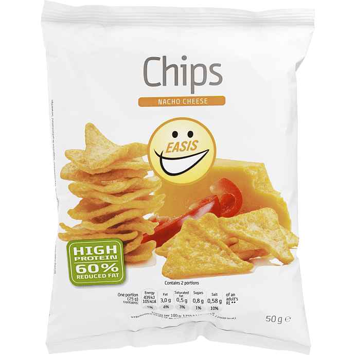 Sojaproteinchips m. ost og paprika fedtreduceret