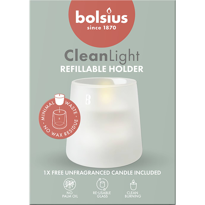 Bolsius Cleanlight starterkit holder og lys uden duft - hvid