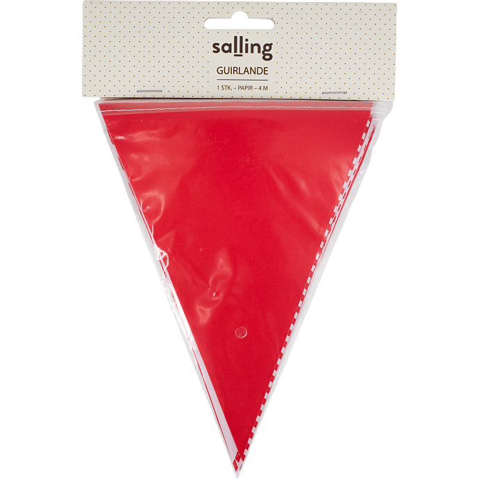 Salling guirlande med vimpelflag L: 4 meter - Rød