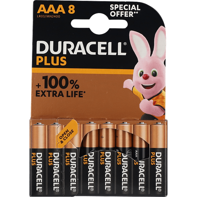 Duracell Plus AAA batterier 8-pak