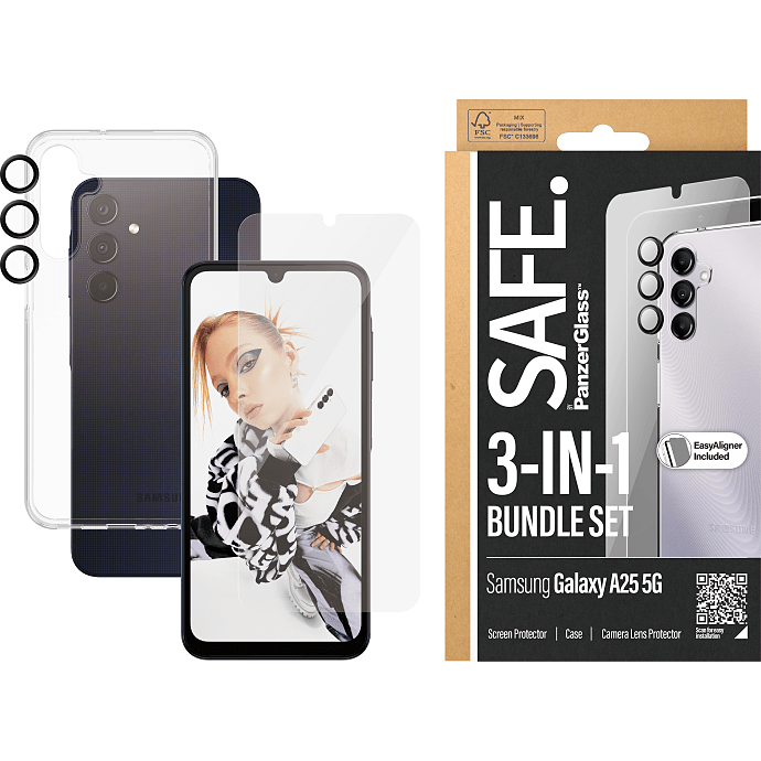 PanzerGlass SAFE 3-i-1 beskyttelsessæt Samsung Galaxy A25