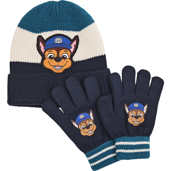 Paw Patrol børne hue/handske sæt str. onesize - navy