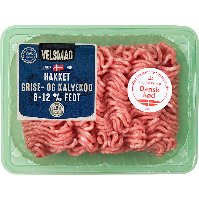 Hakket grise- og kalvekød 8-12% fedt