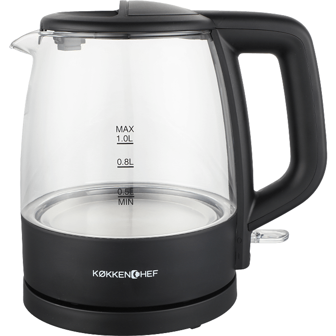Køkkenchef elkedel 1 liter - glas