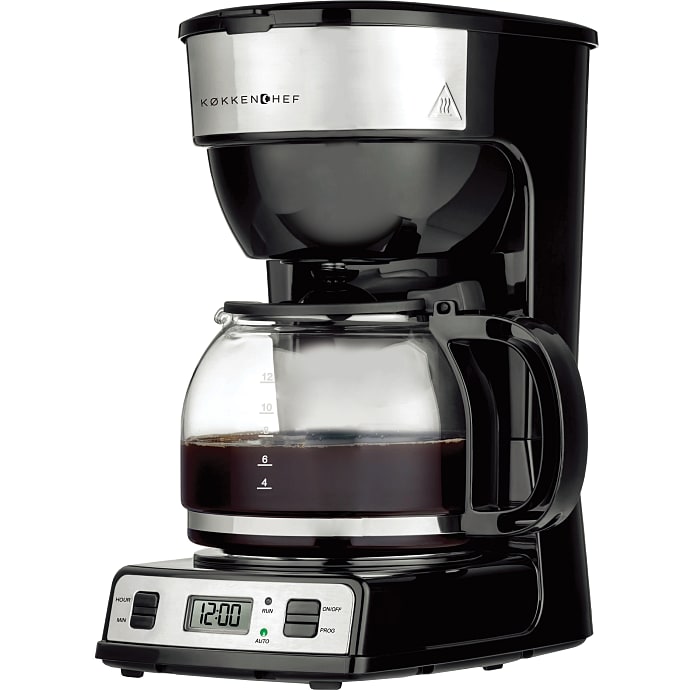 Køkkenchef kaffemaskine med timer - sort