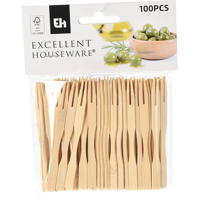 Cocktail gaffel 100-pak - træ