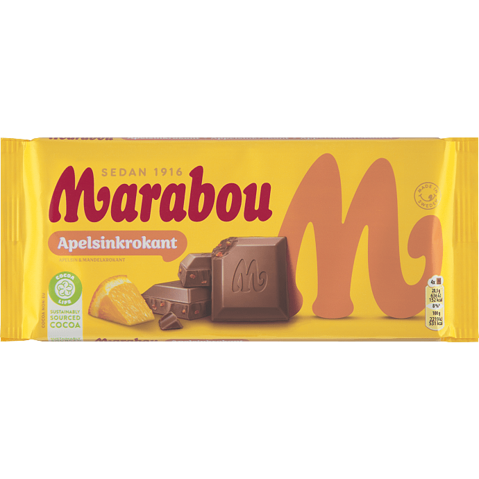 Mælkechokolade m. appelsinkrokant