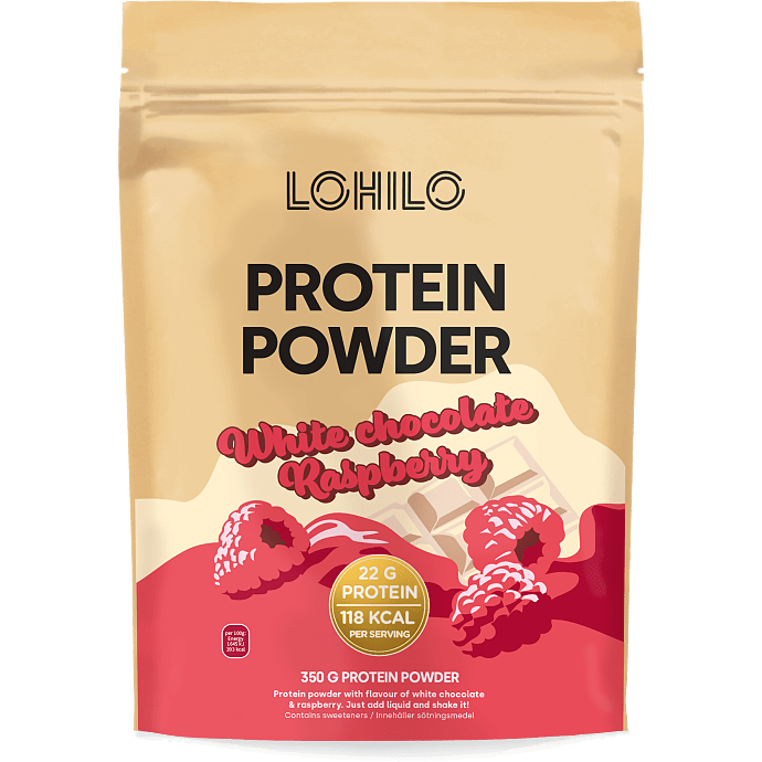 Proteinpulver m. hvid chokolade- og hindbærsmag
