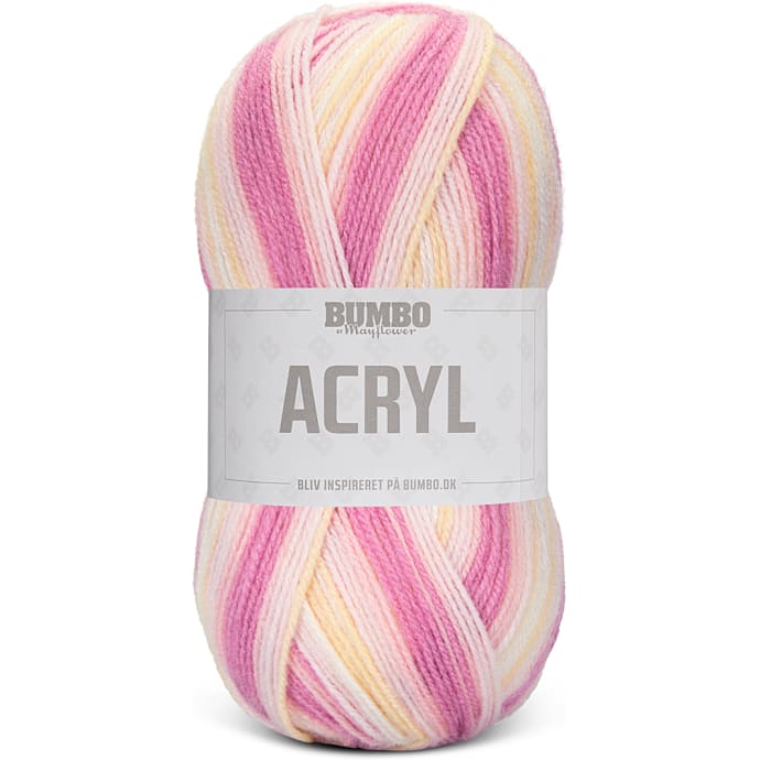 BUMBO Akrylgarn print - Hvid Gul Lyserød 105