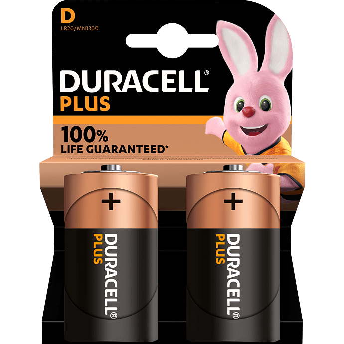 Duracell Plus D batterier 2-pak