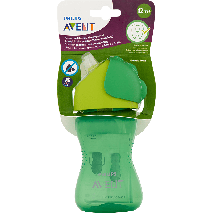 Kop m. sugerør 300 ml 12+ mdr. - flere varianter - assorteret