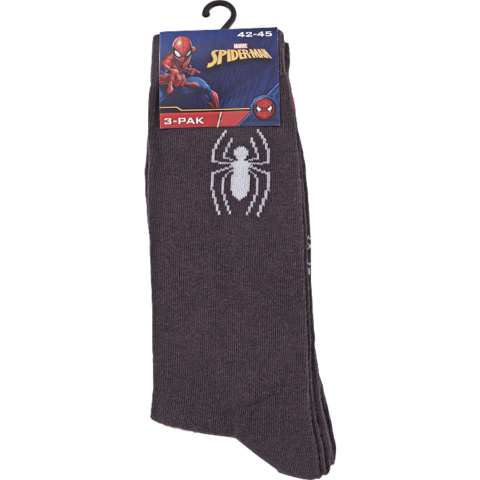 Spider-Man herre 3-pak strømper str. 42/45 - sort/grå/rød