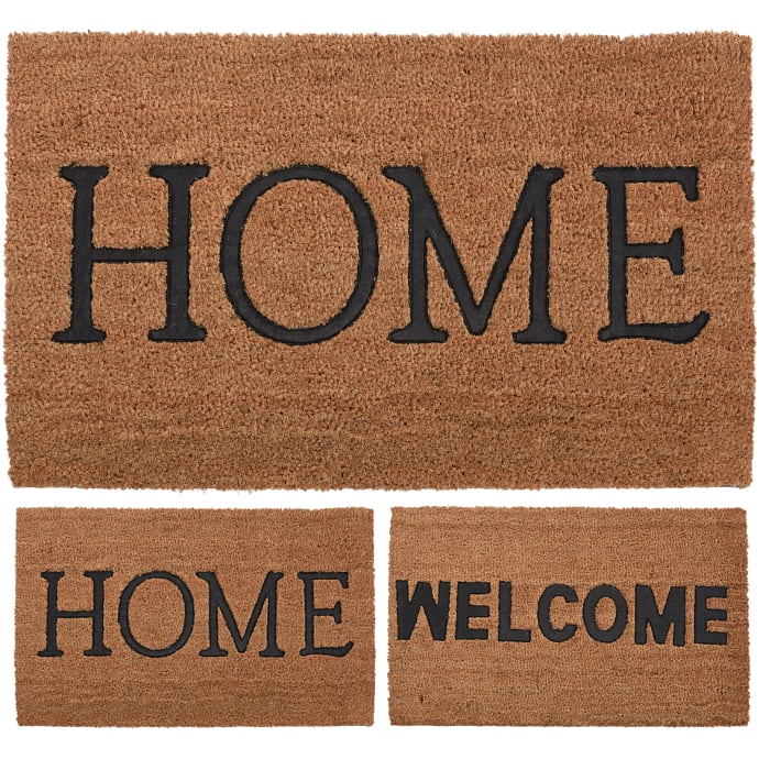 Kokosmåtte Welcome/Home 45x75 cm - assorteret