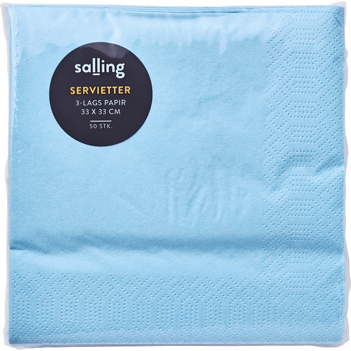 Salling ensfarvede servietter 33x33 cm 50-pak - lyseblå