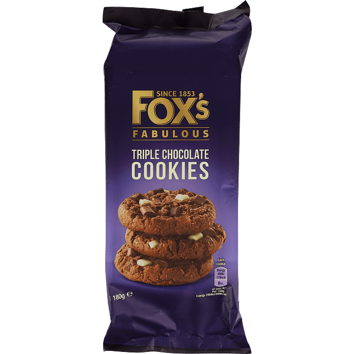 Cookies m. mørk-, hvid- og mælkechokolade