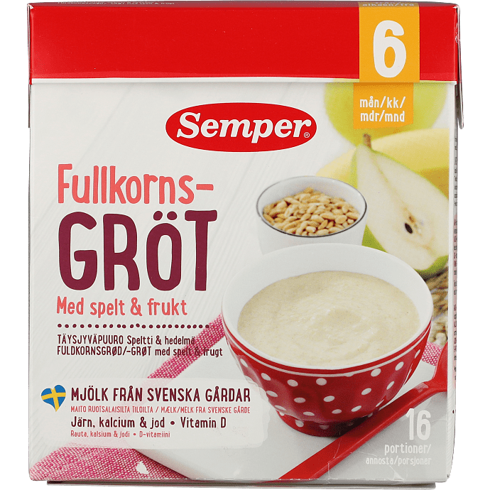 Fuldkornsgrød m. spelt og frugt fra 6 mdr.