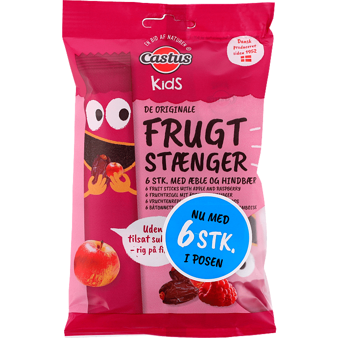Frugtstænger m. æble og hindbær