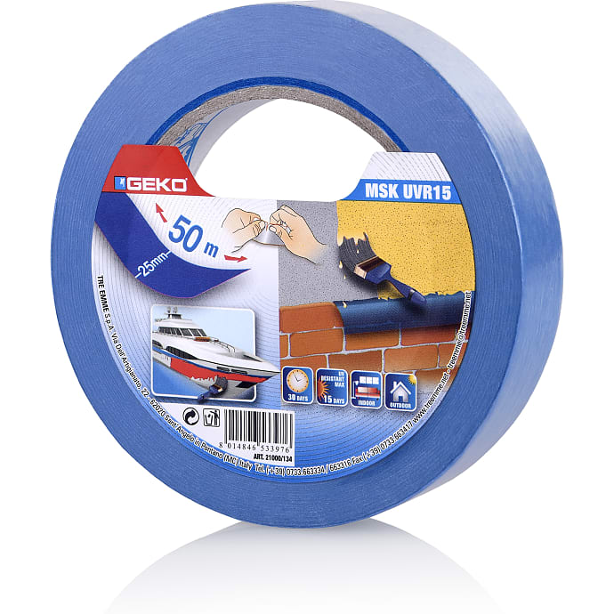 GEKO malertape tynd 50 meter - blå
