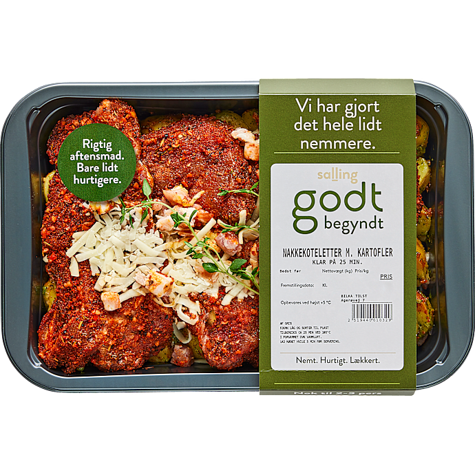 Nakkekoteletter m. kartofler