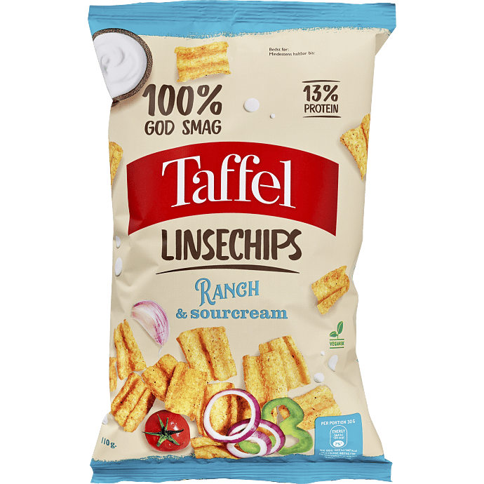 Linsechips m. ranch og sour cream vegansk