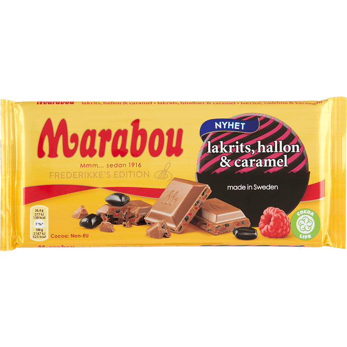 Mælkechokolade 30% kakao m. lakrids, hindbær og karamel