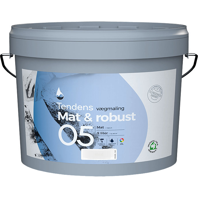 Tendens Mat & Robust vægmaling glans 5 9 liter - hvid