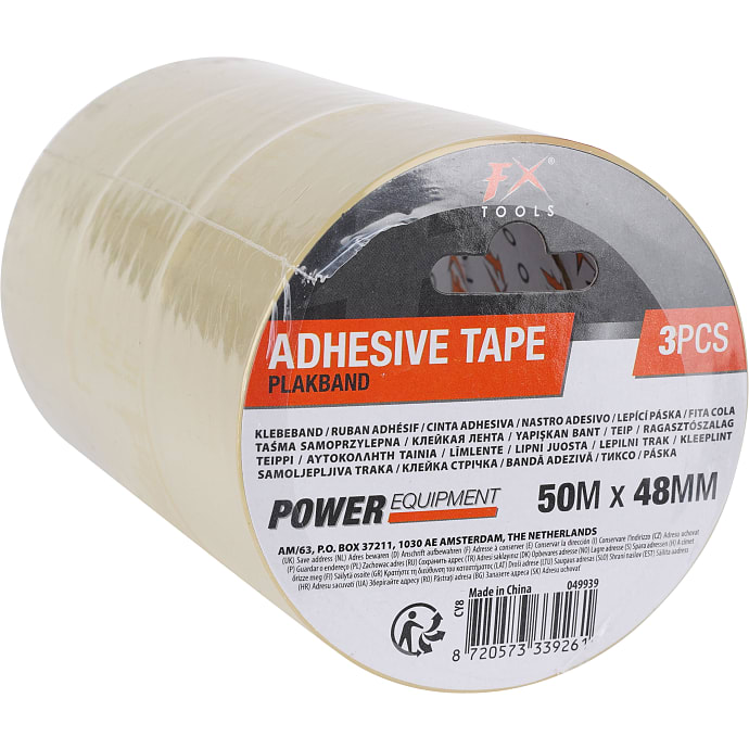 Pakketape transparent 3-pak 48 mm x 50 meter