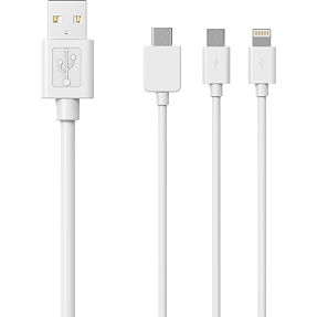 Sinox 3-i-1 kabel med Lightning USB C og Micro USB - hvid | Køb på føtex.dk!