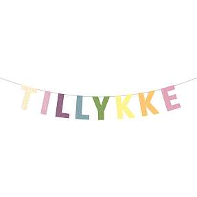Salling guirlande tillykke m. glitter L: 2,5 meter - multifarvet