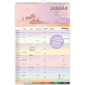 Familiekalender med faner A4 2023