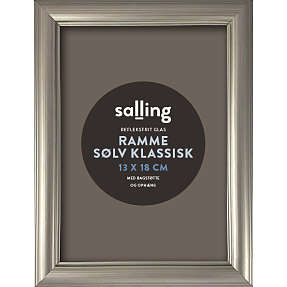 Klassisk sølv ramme m. refleksfrit glas - 13x18 cm