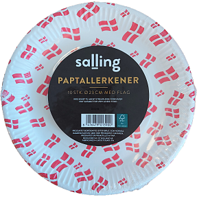 Salling paptallerkener Ø:23 cm 10-pak - Dannebrog
