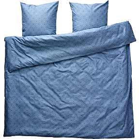 Mikrofiber sengetøj - prik/firkant blå