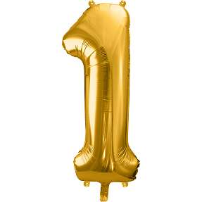 Folieballon "1" H:86 cm - flere varianter - assorteret