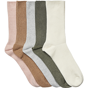VRS dame 5-pak rib strømper str. 39/41- multifarvet