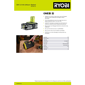 Ryobi batteri 18V 2 5AH Kob pa Bilka