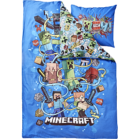 Minecraft sengetøj - blå