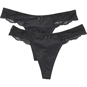 VRS dame 2-pak g-streng str. 3XL - sort