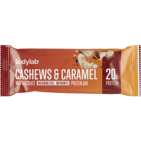 Proteinbar m. cashewnødder og karamel u. tilsat sukker