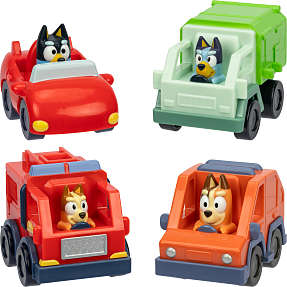 Bluey familiens minibiler m. figur - flere varianter - assorteret
