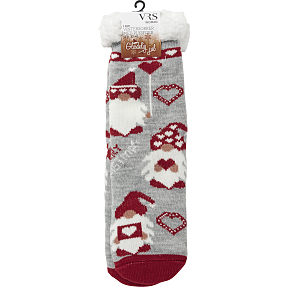 VRS dame jule sokker med plysfoer str. onesize - multifarvet