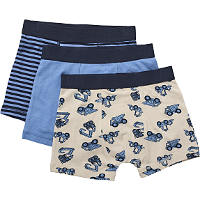VRS børne 3-pak boxershorts str. 110/116 - beige/blå