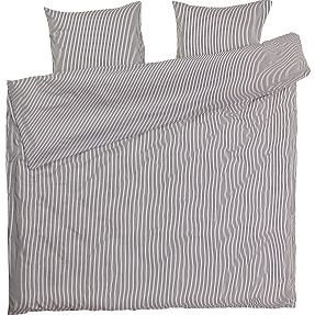 Microfiber sengetøj 200x220 cm - sort/sand striber