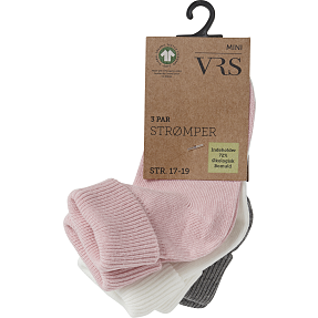 VRS baby 3-pak strømper str. 17/19 - multifarvet